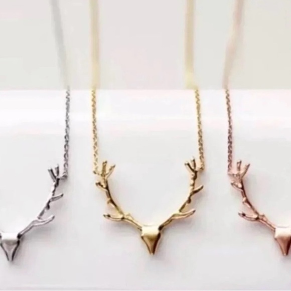 Gold Antler Deer Necklace - Picture 3 of 5